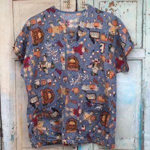 Homemade Fall Scrub Top M/L
